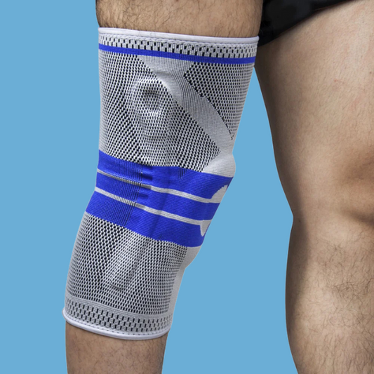 תומך ברך אורטופדי מקצועי עם טבעת סיליקון ותמיכה כפולה